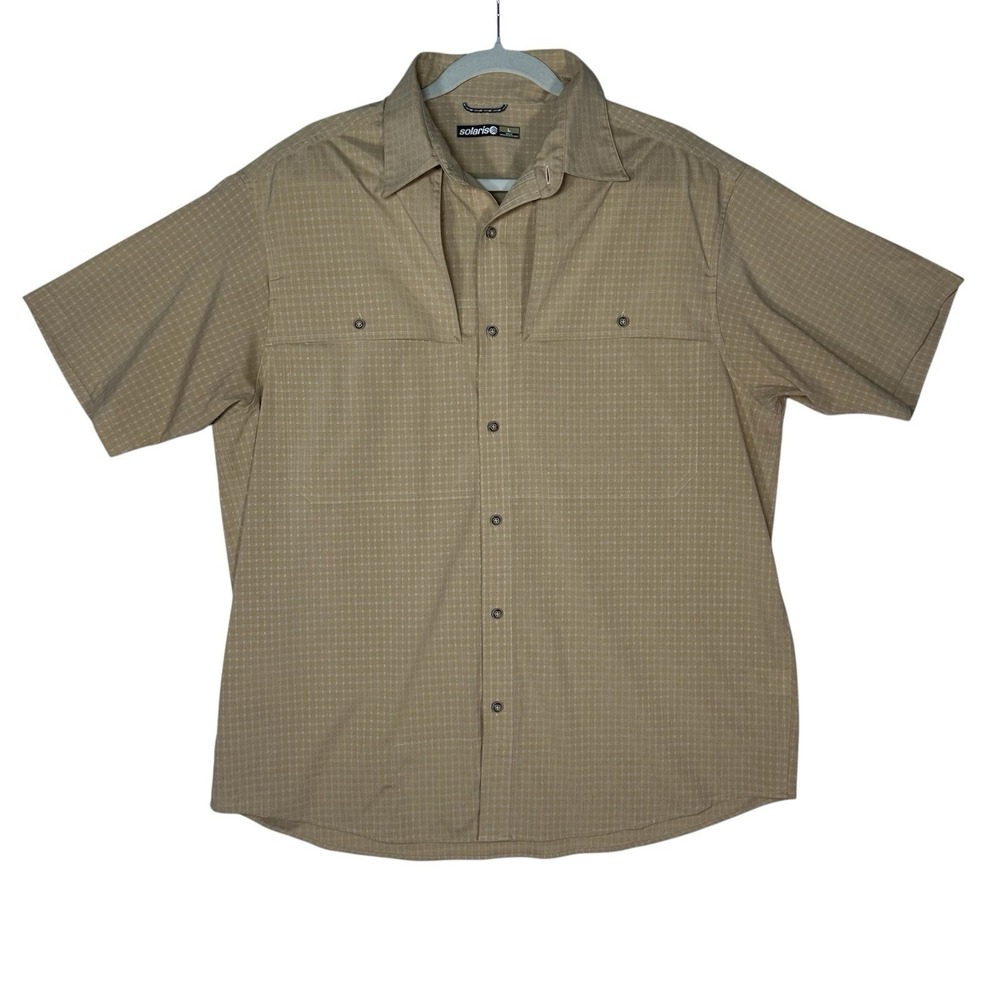 Solaris Men's‎ Large Tan Ripstop Fishing Shirt Gorpcore Utility Techwear